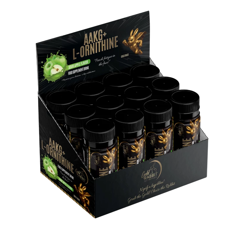 12 db. AAKG+ Ornitin Shot 60ml Zöldalma ízben